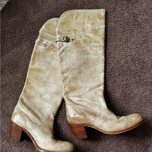 Frye Jane pull on Tan Over the Knee Boots